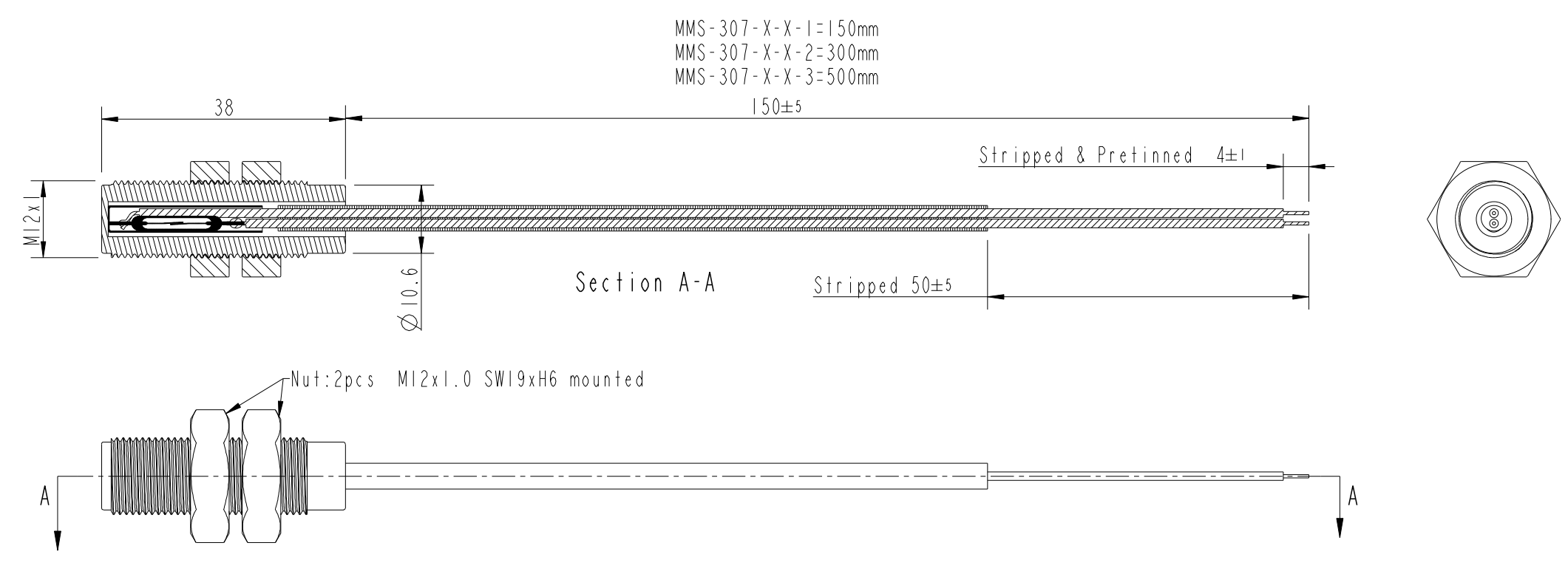 Reedsensor M12 Gewinde MMS-307