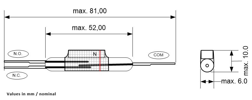 Reedschalter Bistabil Form-C MRS-0152CE