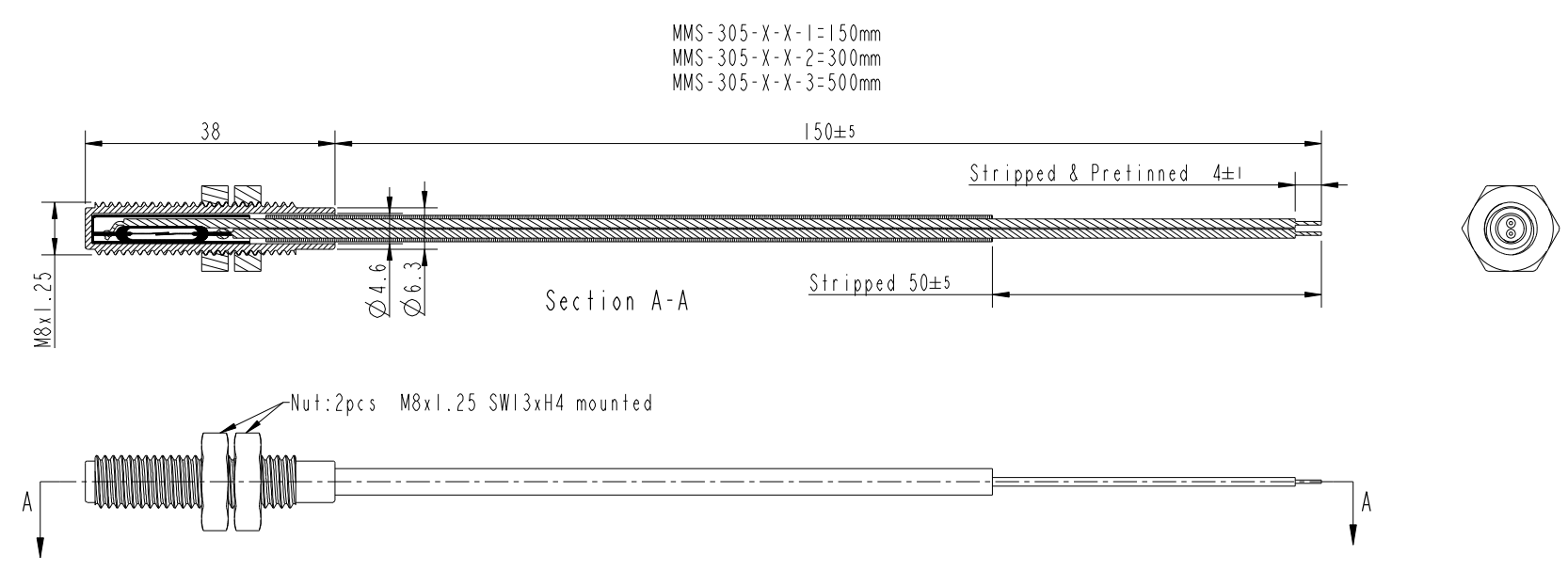 Reedsensor M8 Gewinde MMS-305