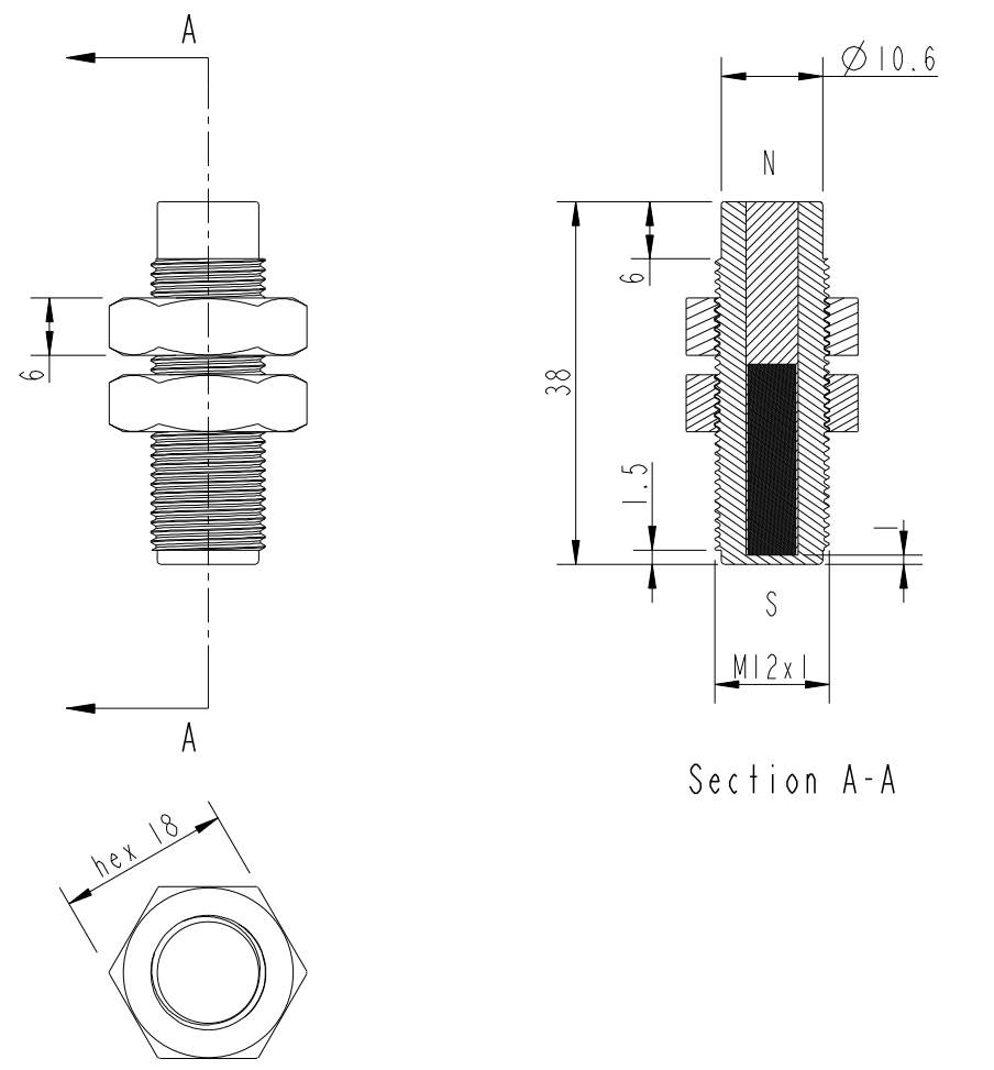 Magnet M12 Tubular Threaded MMA-307
